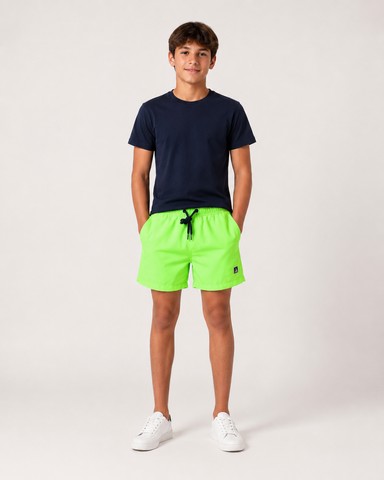 SHORT TACTEL MASC KIDS LISO VERDE NEON/MARINHO