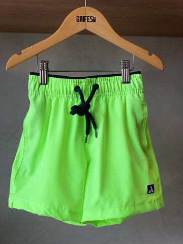 SHORT TACTEL MASC KIDS LISO VERDE NEON/MARINHO