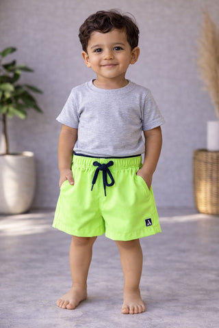 SHORT TACTEL MASC KIDS LISO VERDE NEON/MARINHO