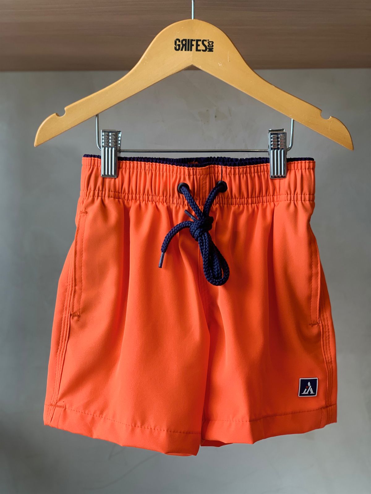 SHORT TACTEL MASC KIDS LISO LARANJA QUEIMADO/MARINHO