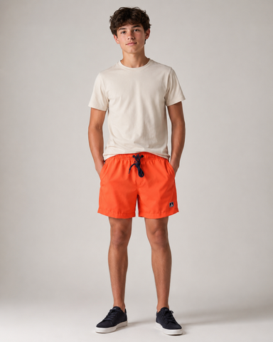 SHORT TACTEL MASC KIDS LISO LARANJA QUEIMADO/MARINHO