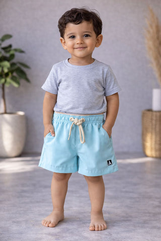 SHORT TACTEL MASC KIDS LISO AZUL CEU/KHAKI