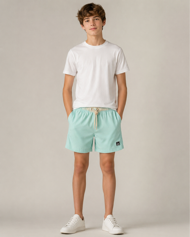 SHORT TACTEL MASC KIDS LISO VERDE AGUA/KHAKI