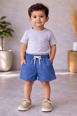 SHORT TACTEL MASC KIDS LISO AZUL ESCURO/KHAKI