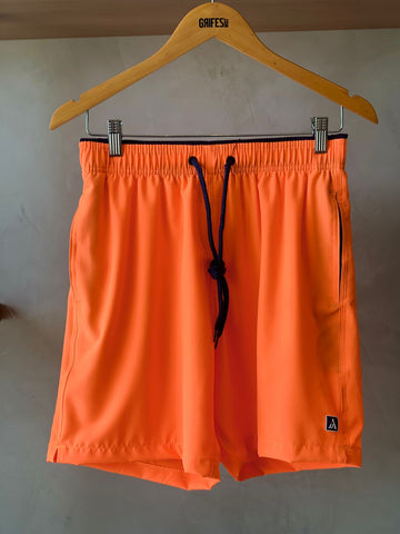 SHORT TACTEL MASC LISO JAIAL LARANJA NEON/MARINHO