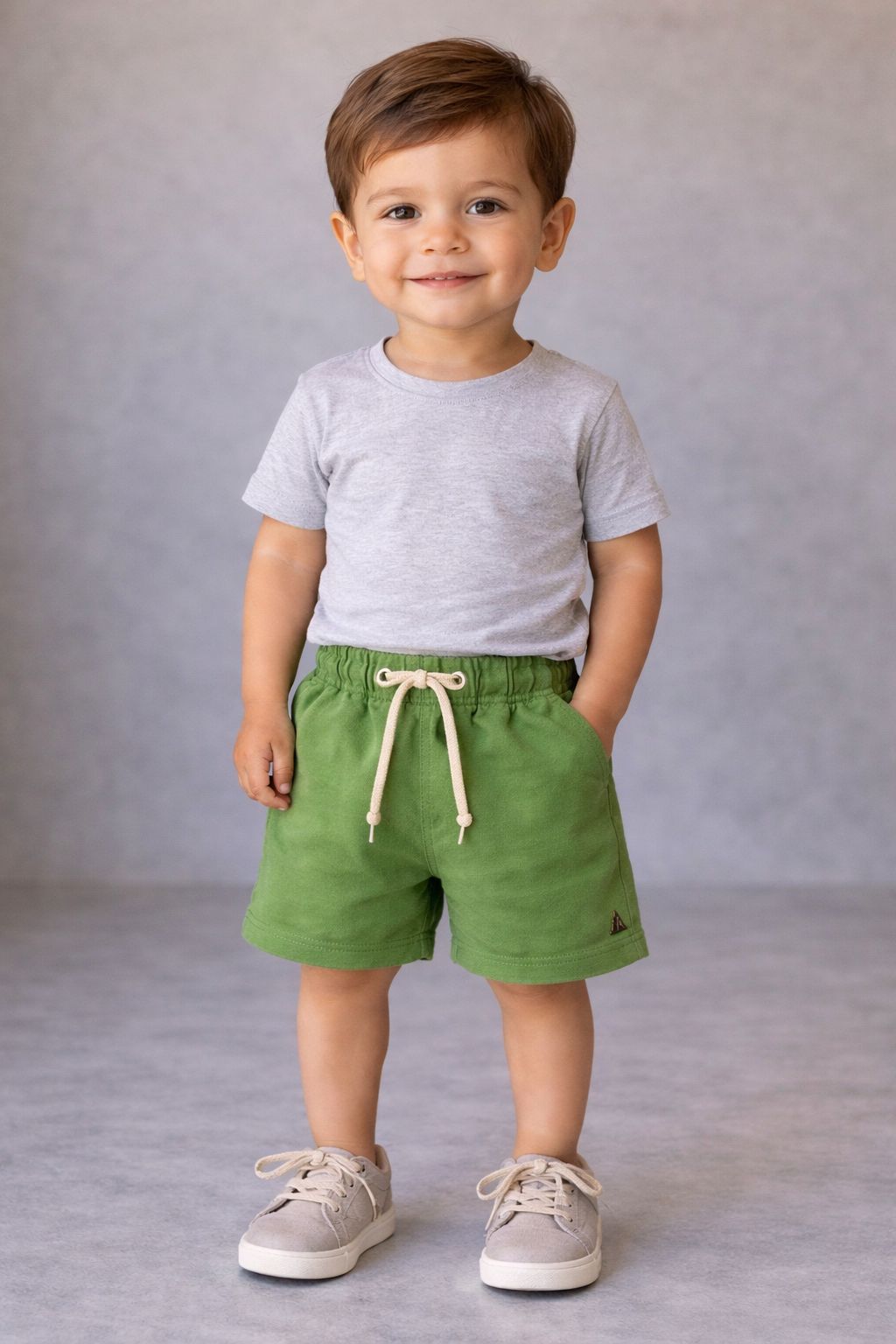 SHORT LINHO MASC KIDS LISO VERDE OLIVA