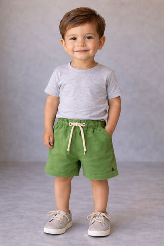 SHORT LINHO MASC KIDS LISO VERDE OLIVA