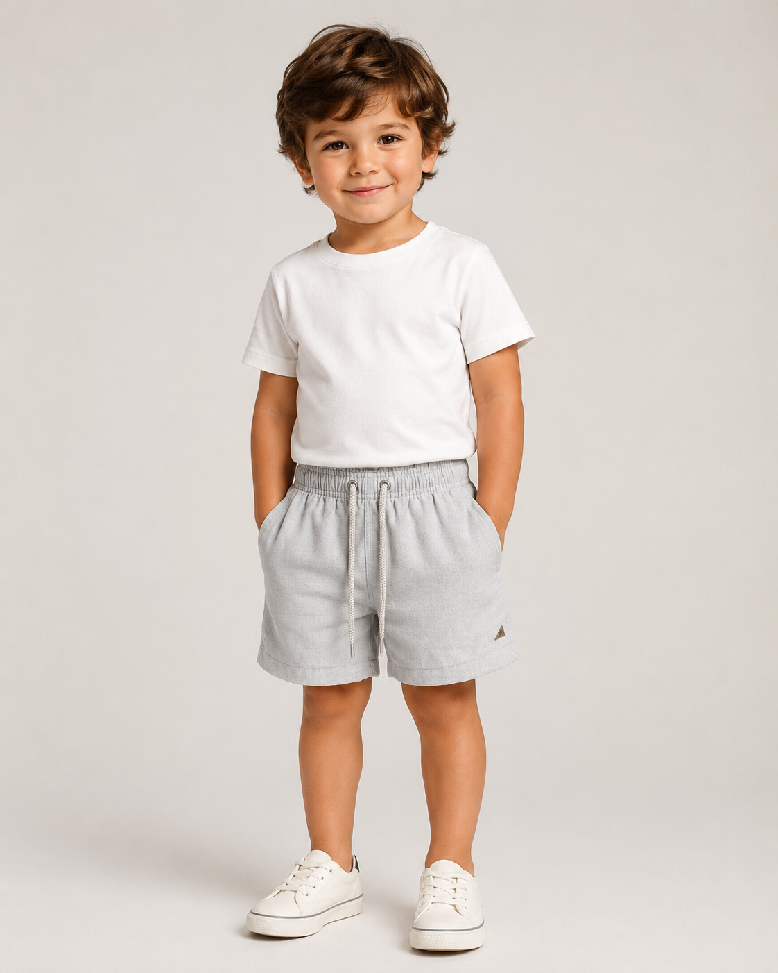 SHORT LINHO MASC KIDS LISO CINZA CLARO