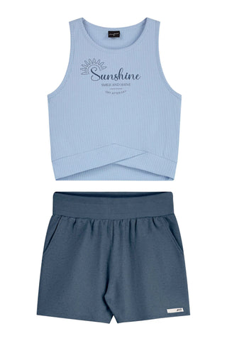 CONJ FEM JUV REG SUNSHINE SHORT MLT AZUL CLARO