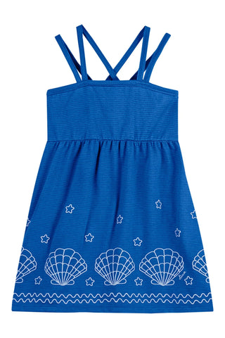 VESTIDO ALCA DUPLA EST PUFF PEROLAS AZUL ESCURO