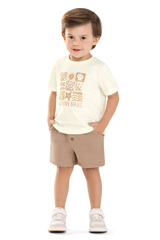 CONJ MAS CAM TEXT SUNNY DAYS E BER MLT OFF WHITE/KHAKI