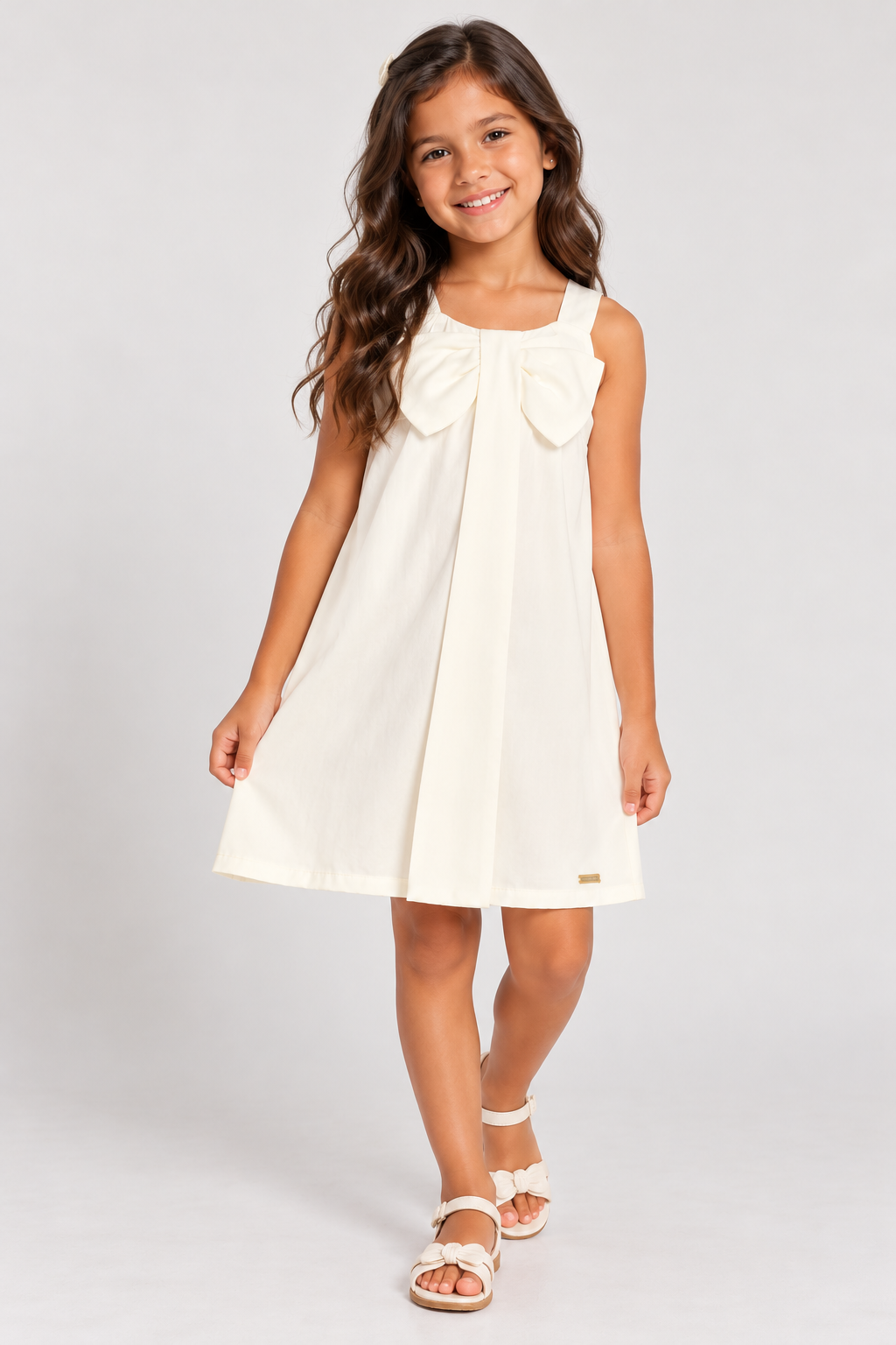 VESTIDO ALCA TRICOLINE DET LACO BUSTO BRANCO