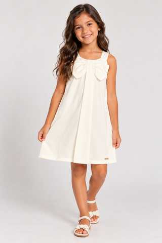 VESTIDO ALCA TRICOLINE DET LACO BUSTO BRANCO