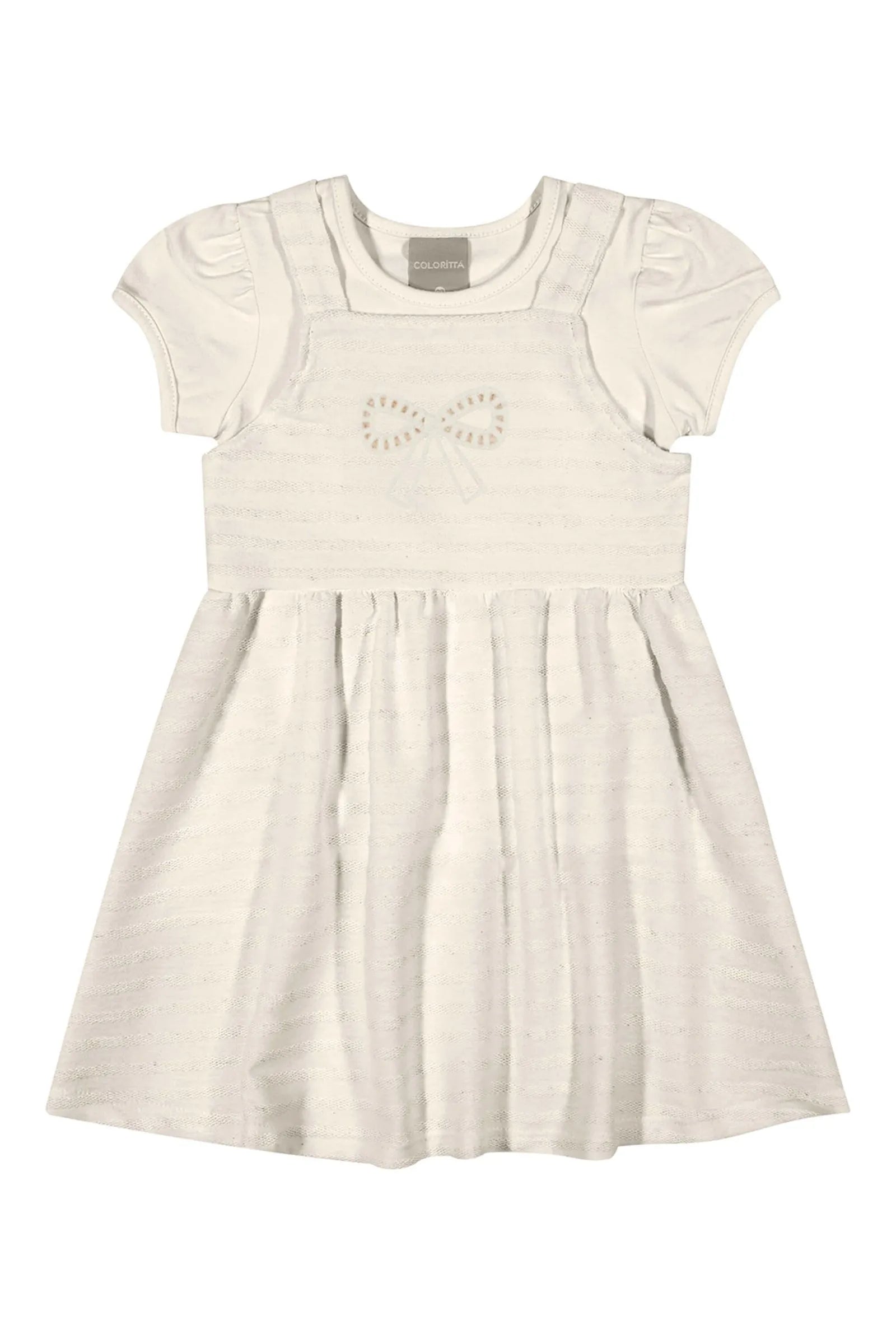 CONJ FEM BL E VESTIDO LINHO LIST BORD OFF WHITE