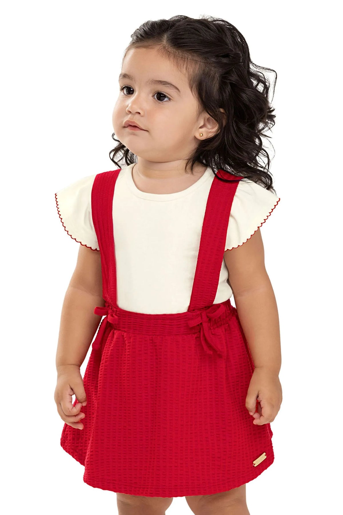 CONJ FEM BODY E SALOPETE ANARRUGA OFF WHITE/VERMELHO