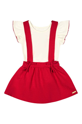 CONJ FEM BODY E SALOPETE ANARRUGA OFF WHITE/VERMELHO