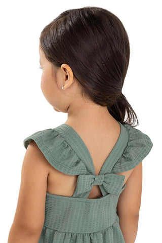 VESTIDO EM ANARRUGA DET LACO COSTAS VERDE