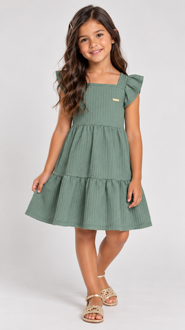 VESTIDO EM ANARRUGA DET LACO COSTAS VERDE