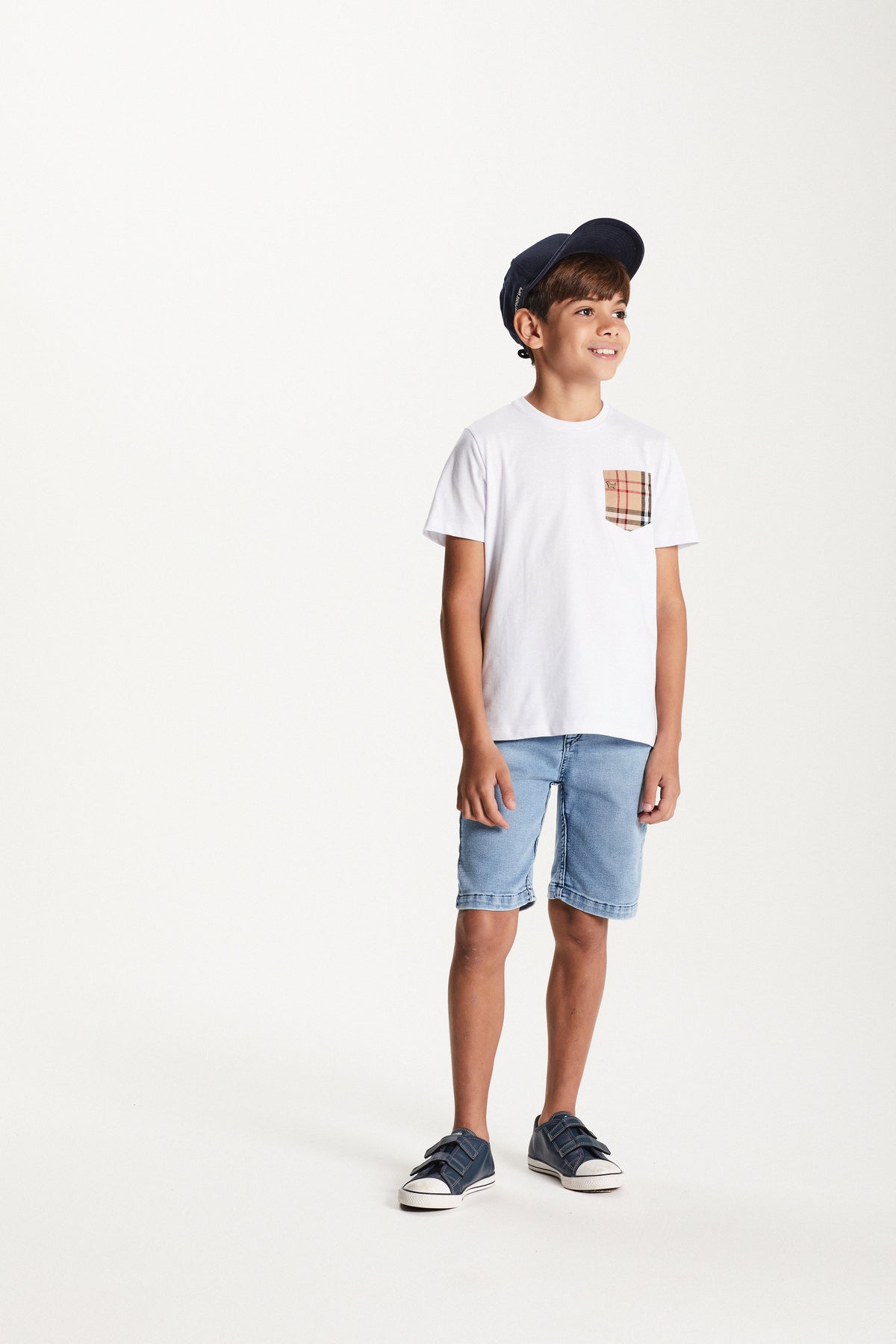 CAMISETA MC MAS BOLSO TRICOLINE XADREZ BRANCO