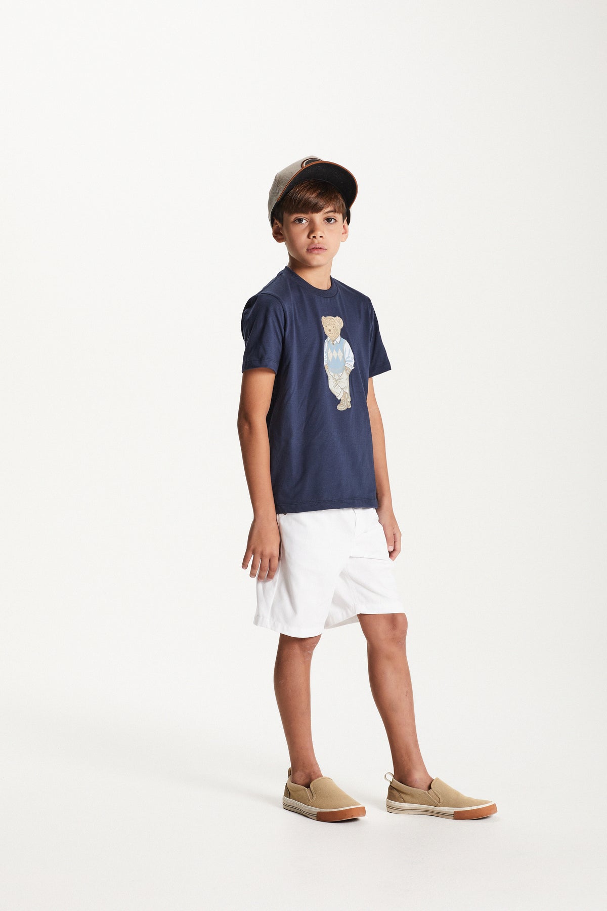 CAMISETA MAS MC SILK FRENTE URSO MARINHO