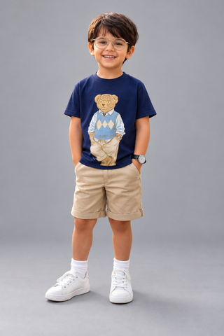 CAMISETA MAS MC SILK FRENTE URSO MARINHO