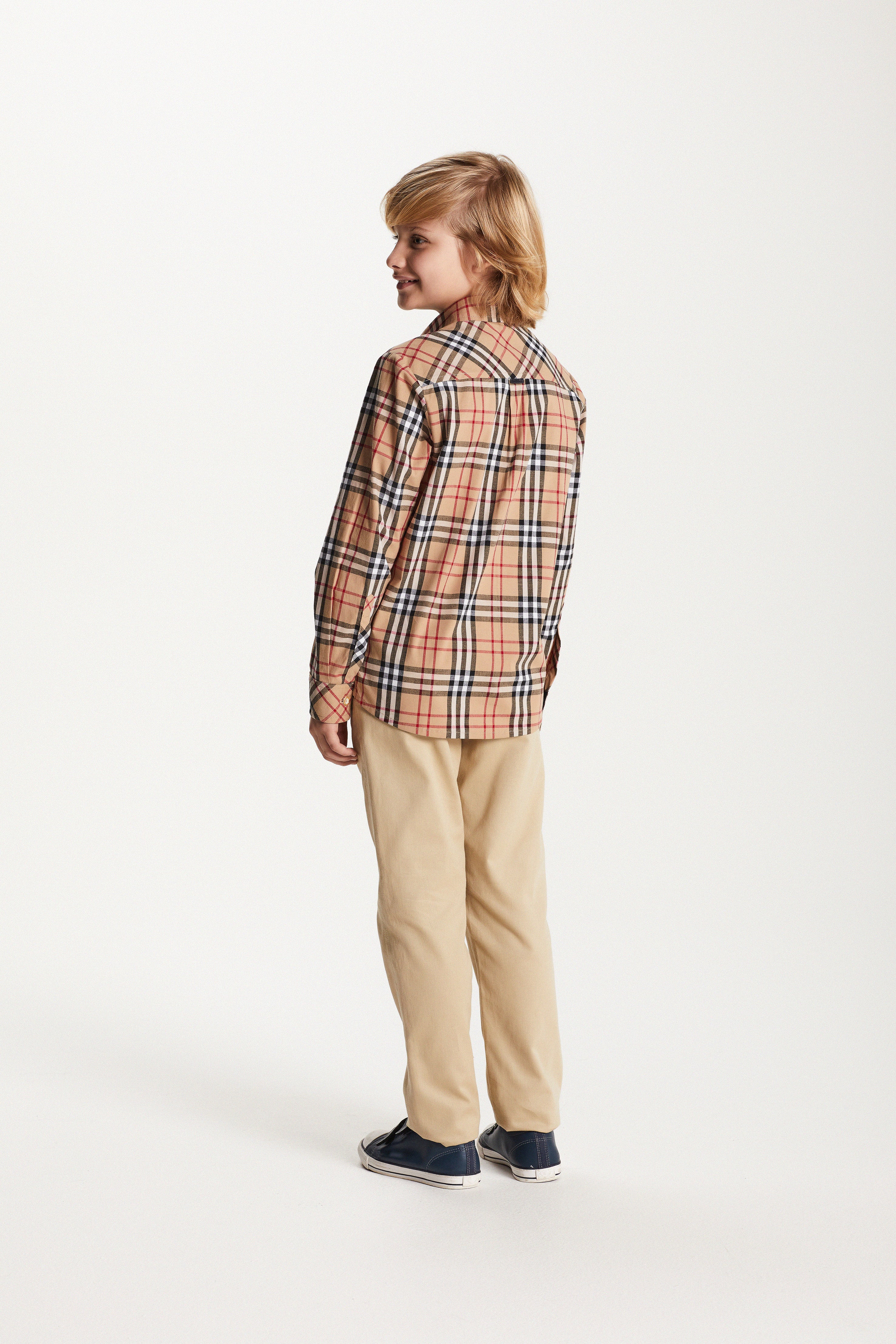 CAMISA MAS ML TRICOLINE XADREZ BEGE CLARO