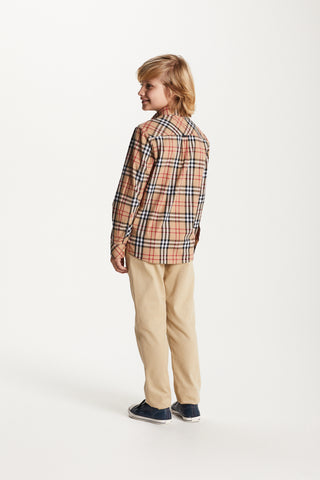 CAMISA MAS ML TRICOLINE XADREZ BEGE CLARO