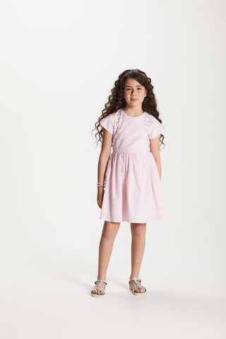 VESTIDO RODADO TRICOLINE LIST C BORDADO ROSA CLARO