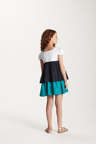 VESTIDO RODADO TRICOLINE TRICOLOR MULTICOLORIDO