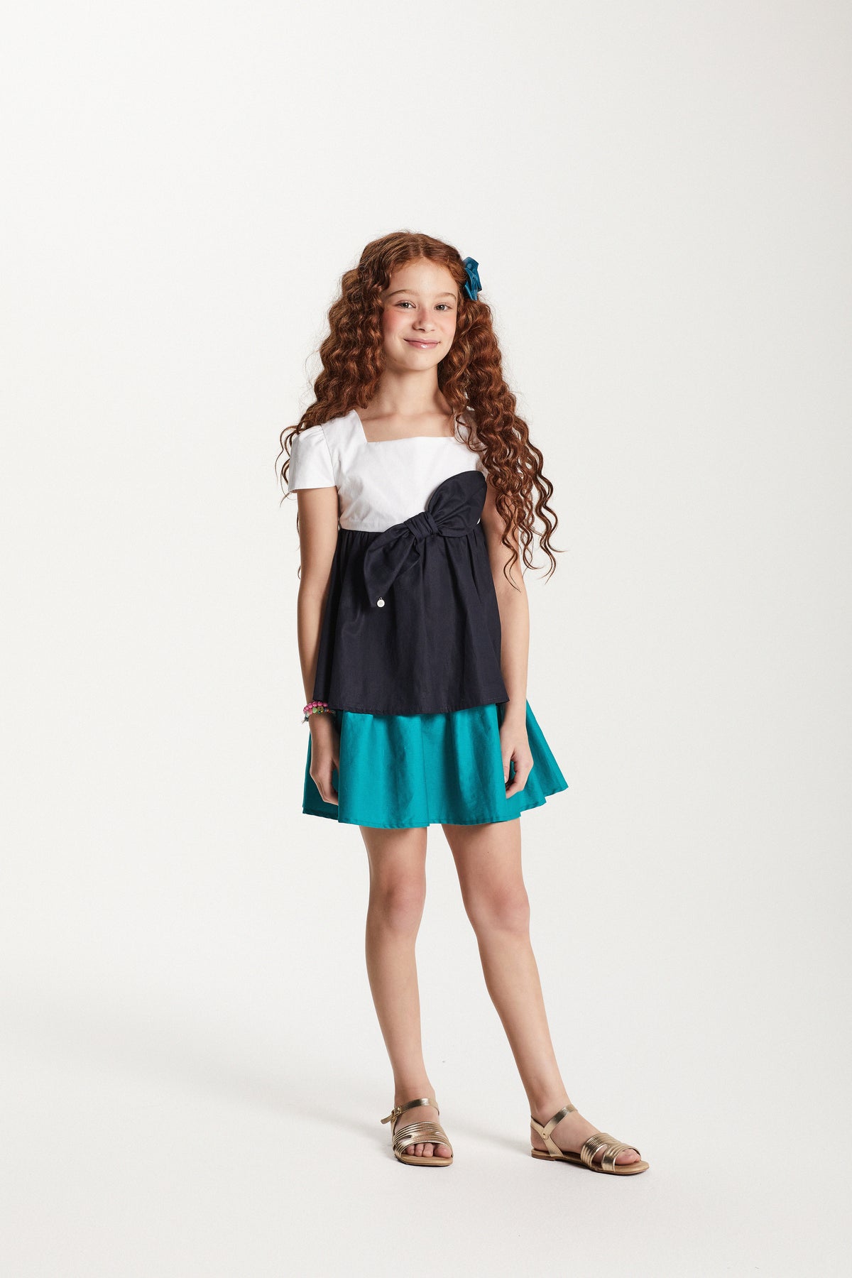 VESTIDO RODADO TRICOLINE TRICOLOR MULTICOLORIDO