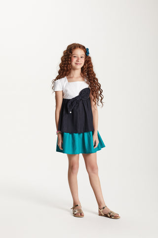 VESTIDO RODADO TRICOLINE TRICOLOR MULTICOLORIDO