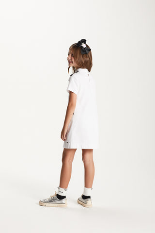 VESTIDO JUMPER PIQUET SOFIA APLIQ FLORES BRANCO