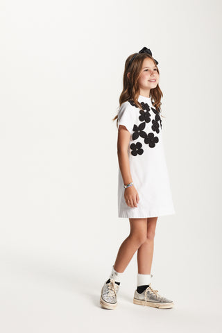 VESTIDO JUMPER PIQUET SOFIA APLIQ FLORES BRANCO