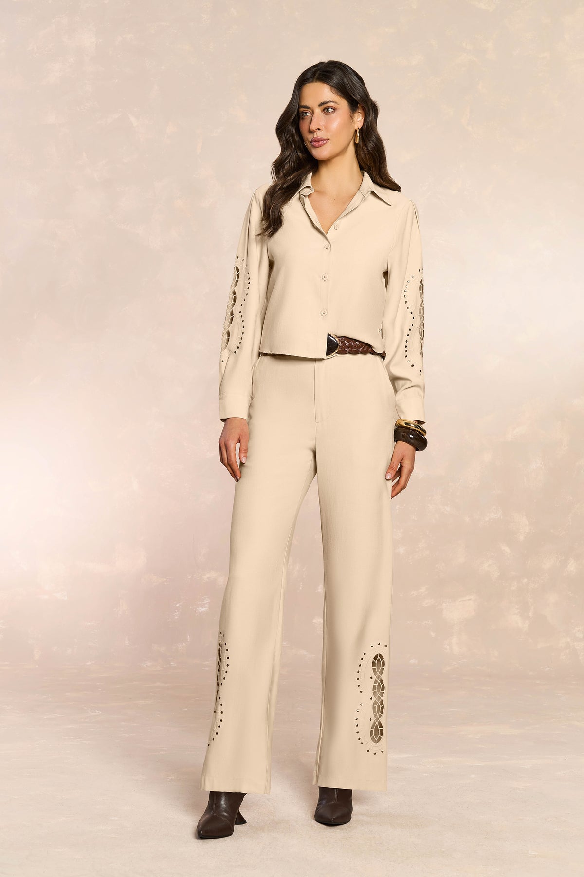 CAMISA FEM ML PLANO ALFAIATARIA VERONA CAQUI