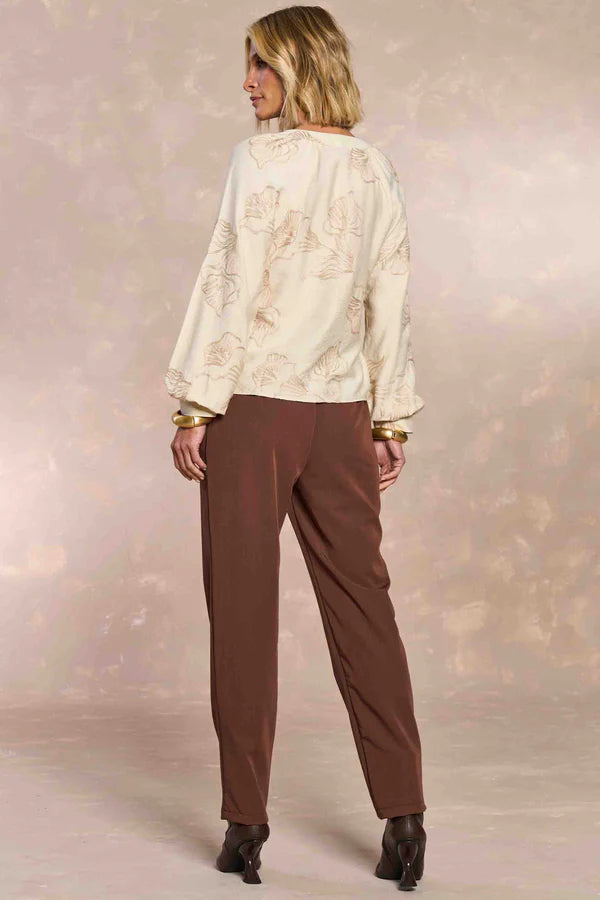 BLUSA FEM ML VISCOSE BORDADA GARDEN NATURAL