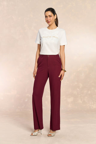 CALCA FEM EM PLANO LINEN MERLOT