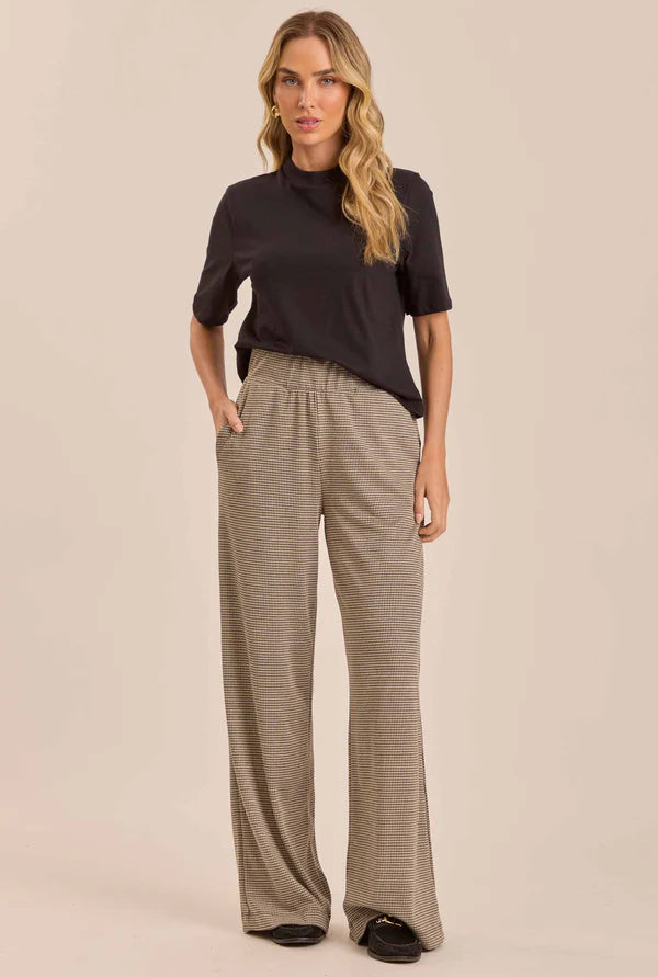 CALCA FEM EM EM JACQUARD PIED POOL CAQUI/PRETO