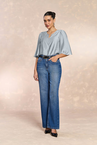 BLUSA FEM MANGA 3/4 VISCOSE E POLIAMIDA CIMENTO