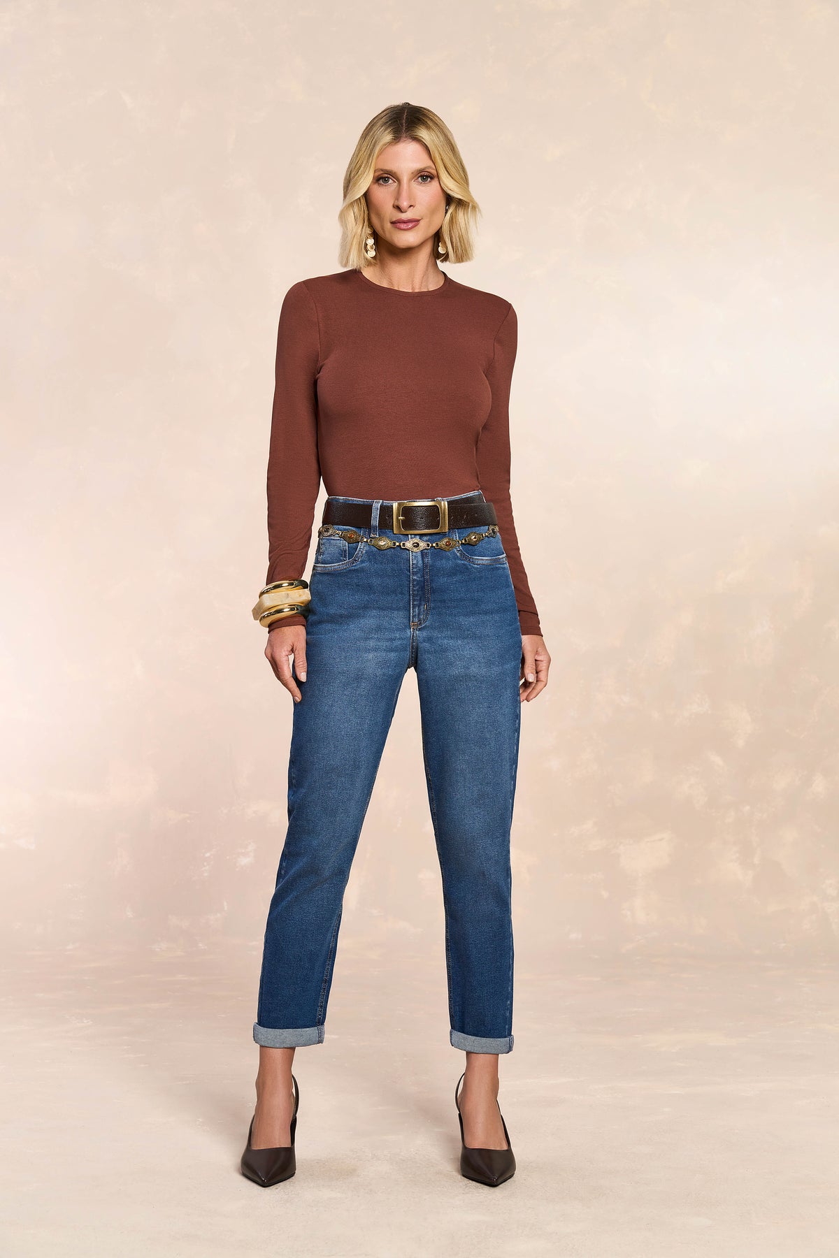 BLUSA FEM MANGA LONGA EM RIBANA CAFE