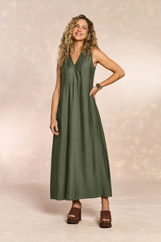 VESTIDO LONGO SM VISCOSE E POLIAMIDA VERDE LOURO