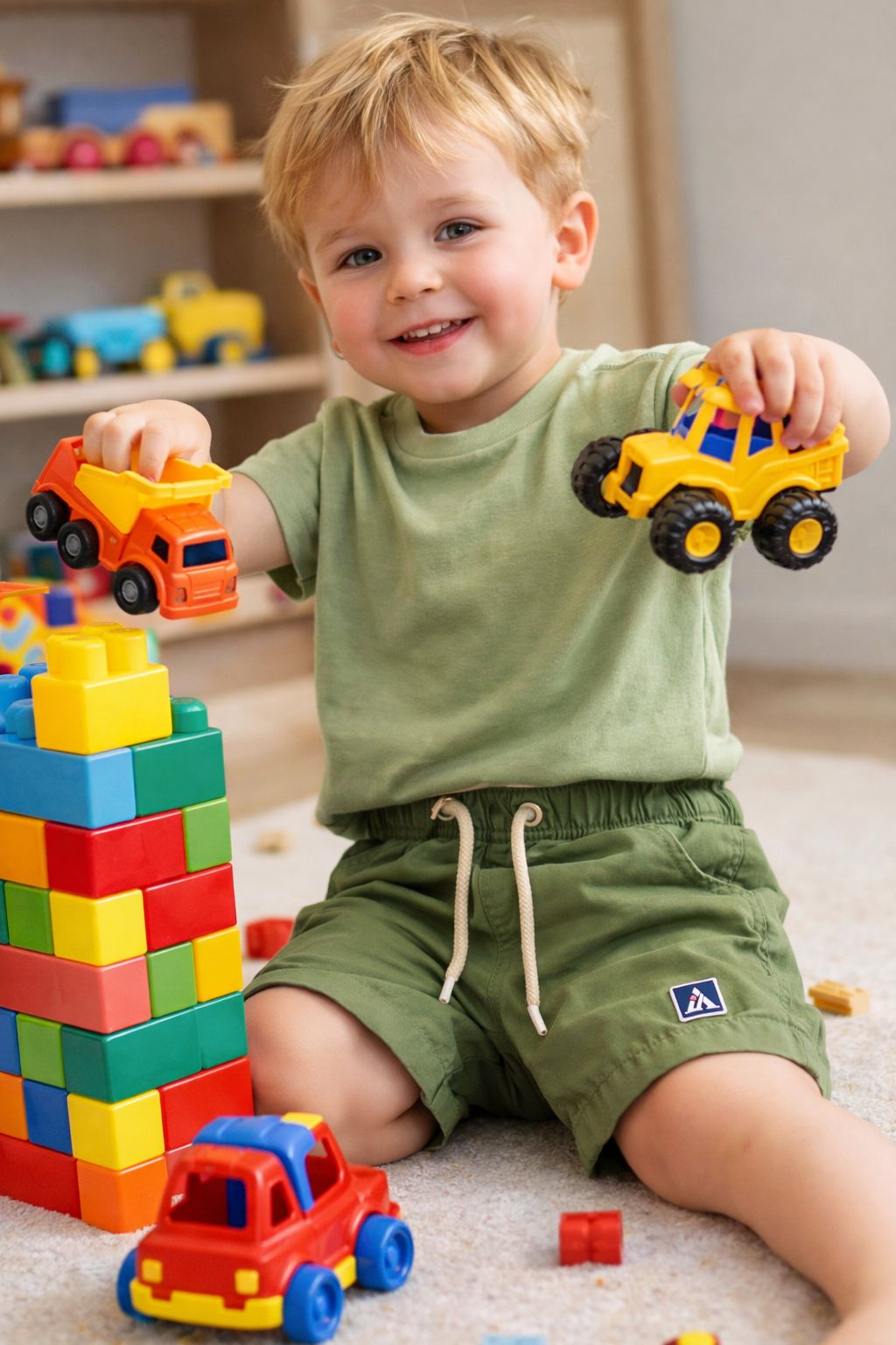 BERMUDA KIDS TACTEL PELETIZADO LISO MILITAR/KHAKI