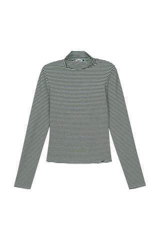 BLUSA FEM ML GOLA ALTA CANEL LISTRADO PRETO/BRANCO