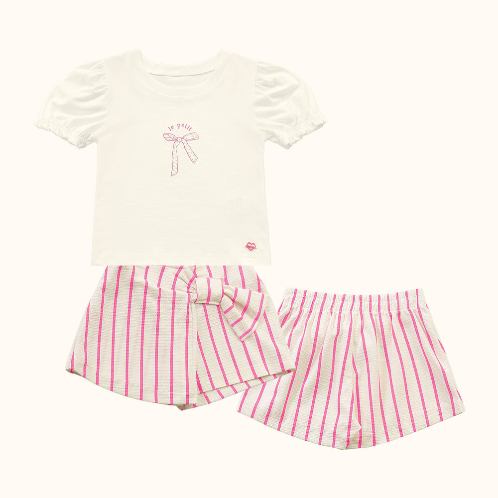 CONJ FEM BL LACO LANT E SHORT SAIA LIST MARFIM/ROSA