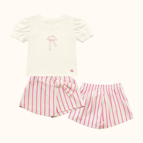 CONJ FEM BL LACO LANT E SHORT SAIA LIST MARFIM/ROSA