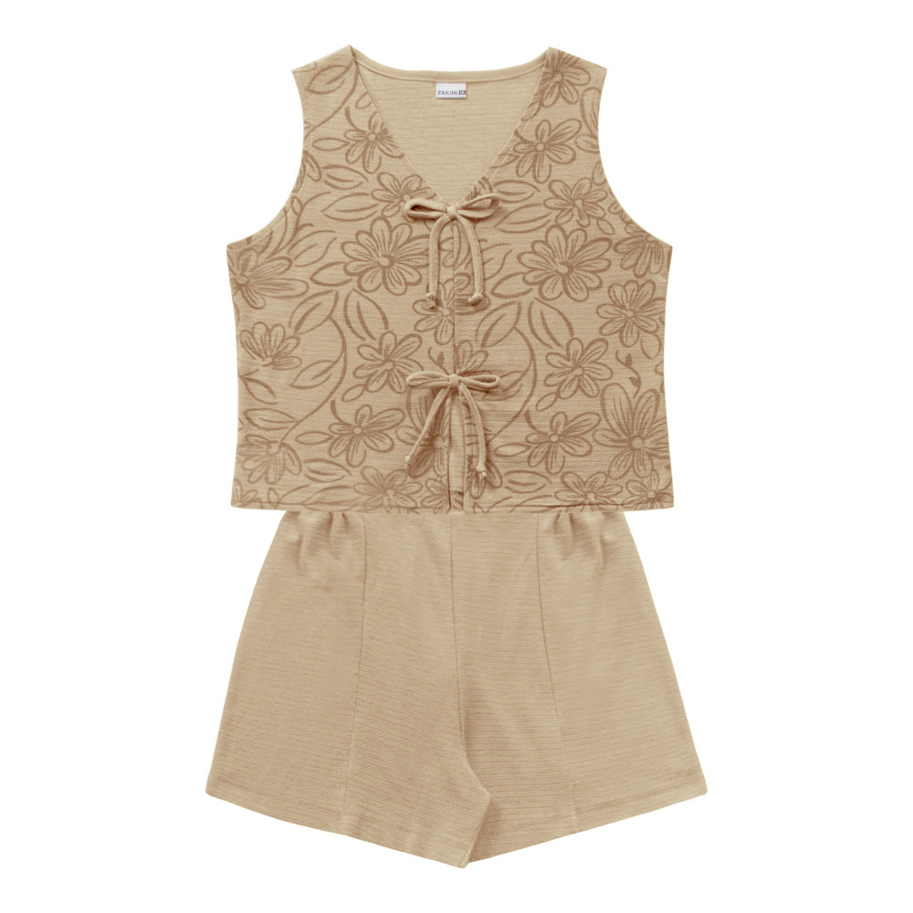 CONJ FEM REG EST E LACOS SHORT FLORENCE BEGE