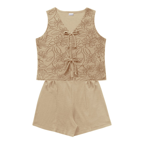 CONJ FEM REG EST E LACOS SHORT FLORENCE BEGE