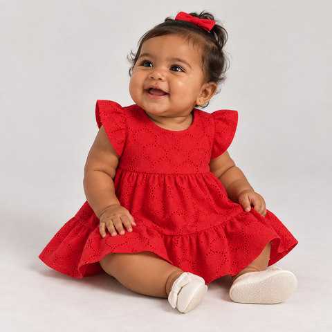 VESTIDO FEM BB MC EM LAISE BAB BARRA VERMELHO