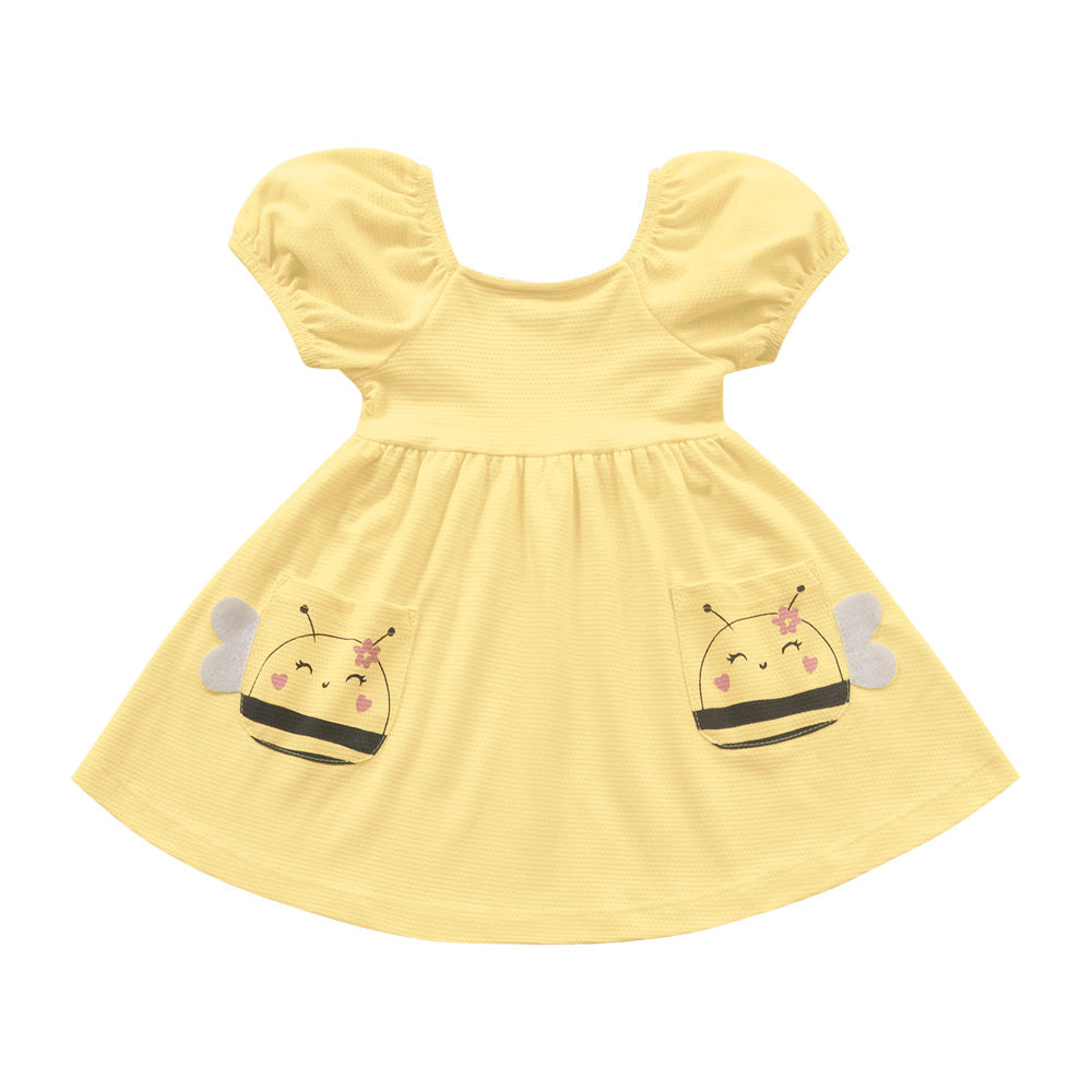 VESTIDO BB MC ELAST ML FAVO BOLSO ABELHA AMARELO