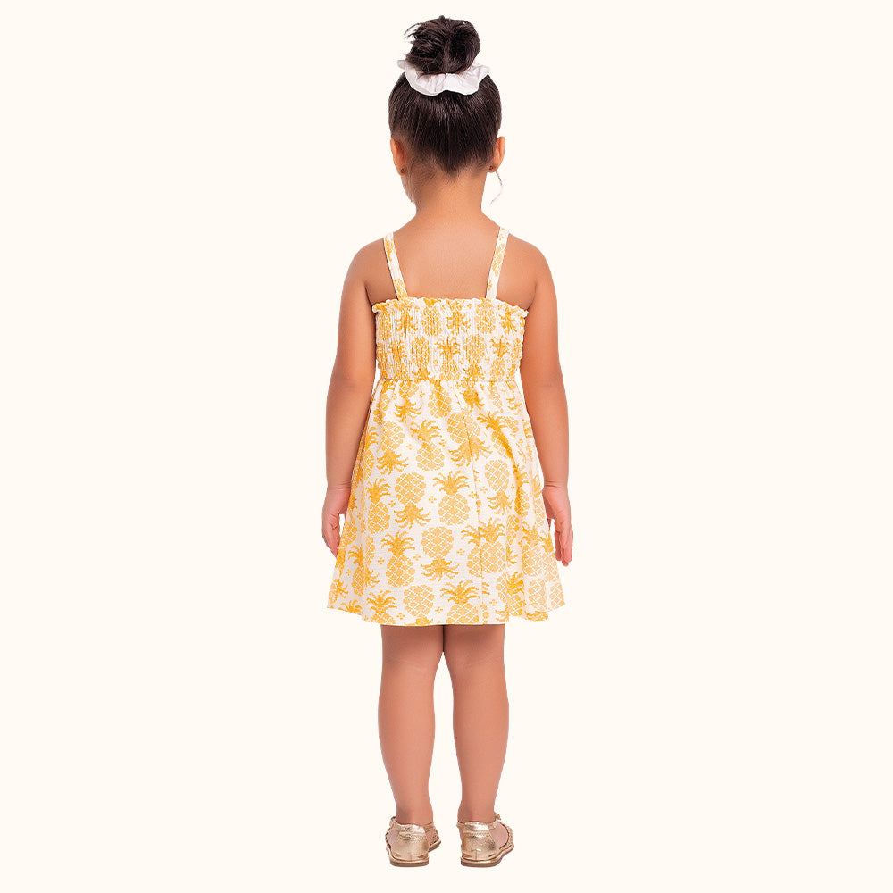VESTIDO ALCA LASTEX EST ABACAXI MARFIM/LARANJA