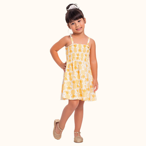 VESTIDO ALCA LASTEX EST ABACAXI MARFIM/LARANJA